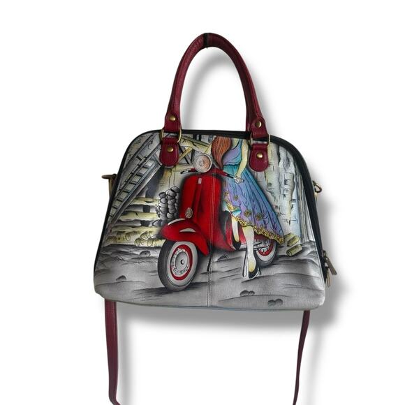 Anuschka Roman Dreams Scooter Small Multi Compartment Satchel RFID Blocker - Picture 1 of 11